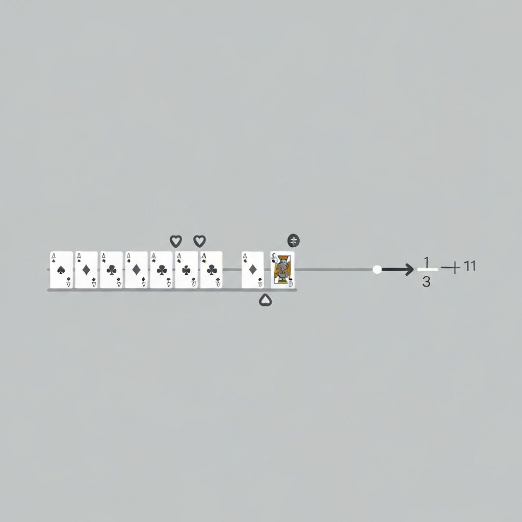 Timeline of revealed cards with running tally.